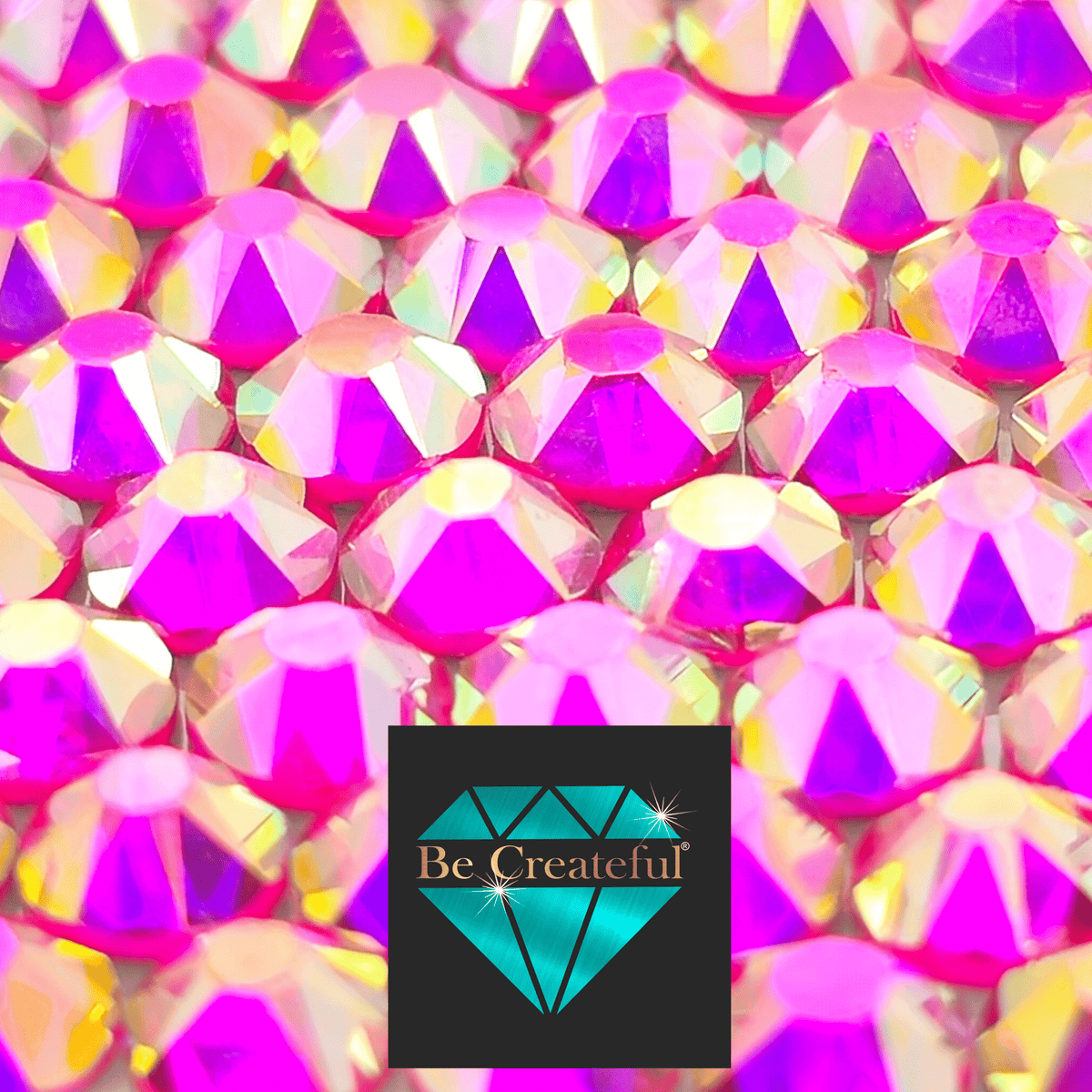 Pink Rhinestones Falling LUXE® Hot Pink Shimmer Foil Glass Flatback Rhinestones - 5⭐rated – Be ...