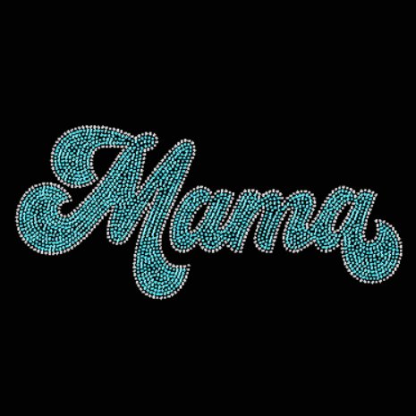 Mama Retro Rhinestone Transfer Crystal and Aquamarine