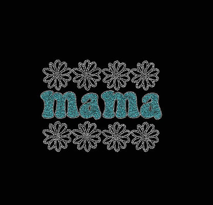 Mama With 4 Daisies Rhinestone Transfer