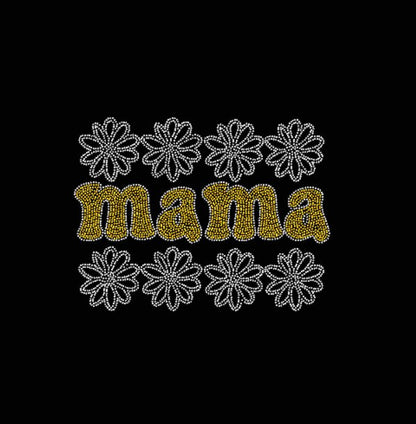 Mama With 4 Daisies Rhinestone Transfer