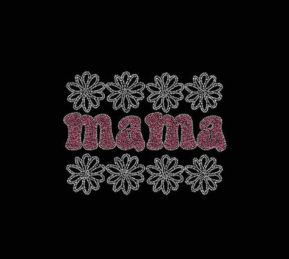 Mama With 4 Daisies Rhinestone Transfer