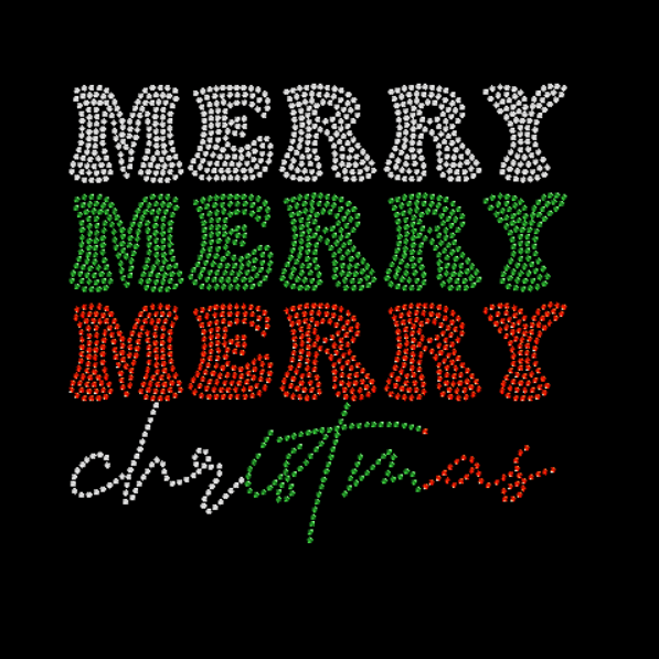 Merry Merry Merry Christmas Rhinestone design