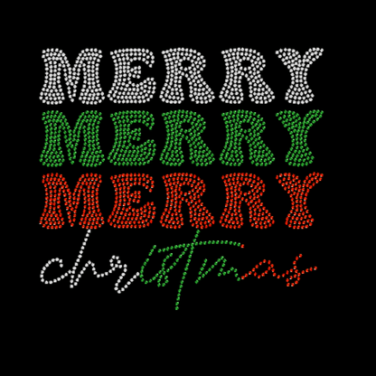 Merry Merry Merry Christmas Rhinestone design