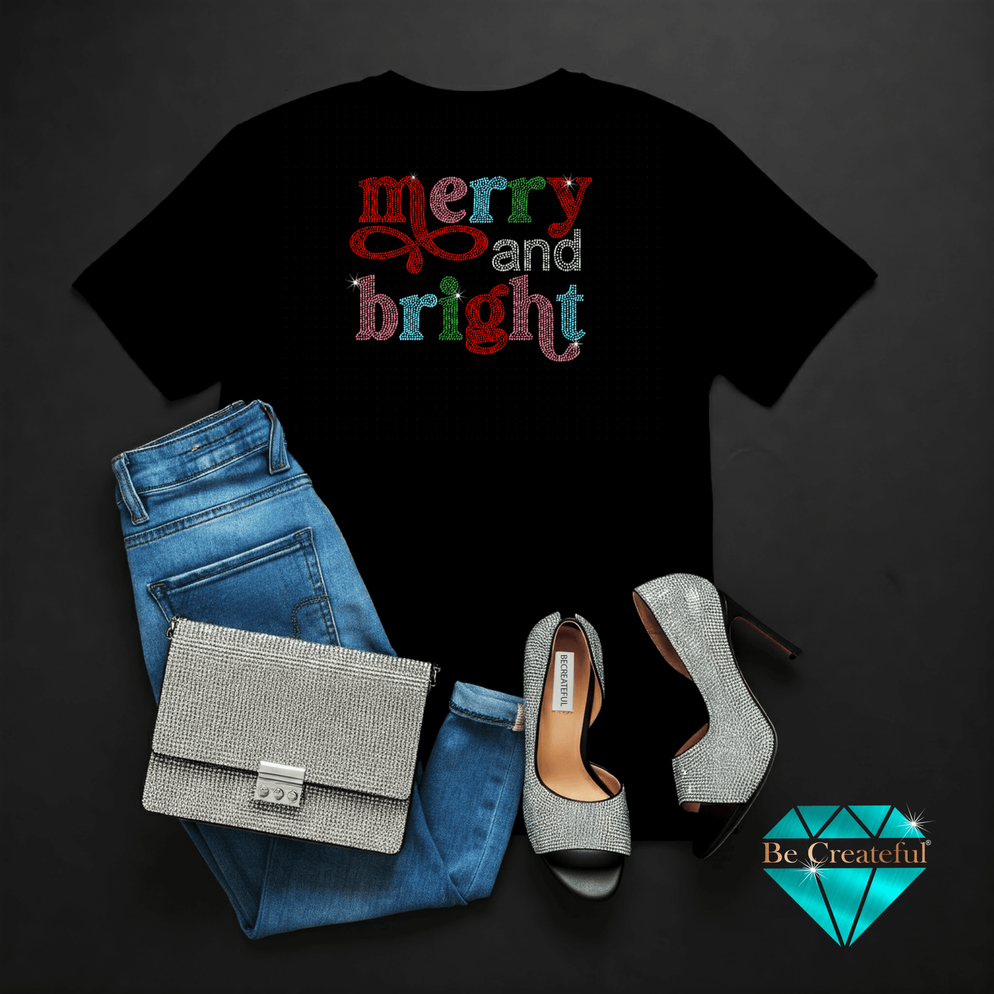 Merry and Bright Rhinestone Transfer