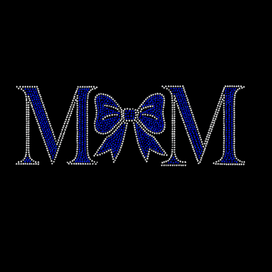 Blue Mom Filled with Bow Rhinestone Transfer
