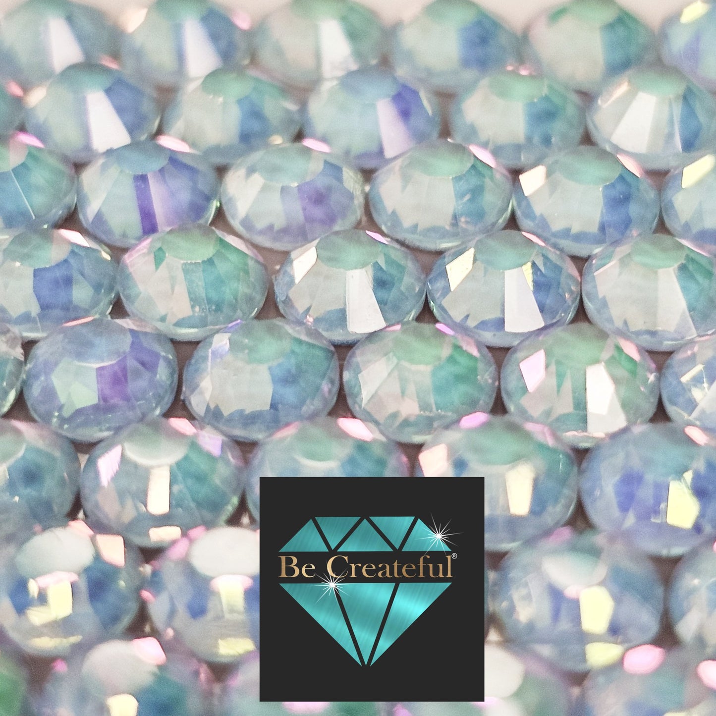 Multi-Size Mystique Aqua Flatback Rhinestones