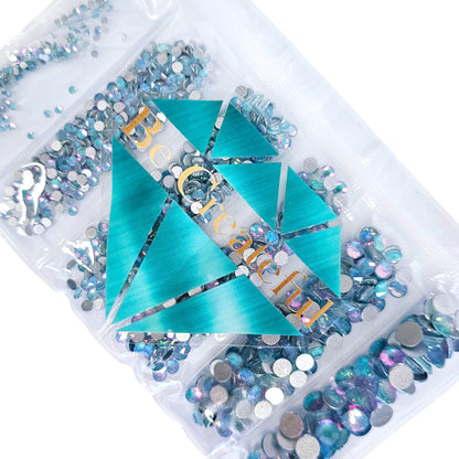 Multi-Size Mystique Aqua Flatback Rhinestones