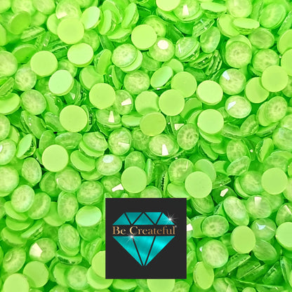 Multi-Size Neon Lime Flatback Rhinestones