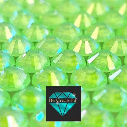 Multi-Size Neon Peridot AB Flatback Rhinestones