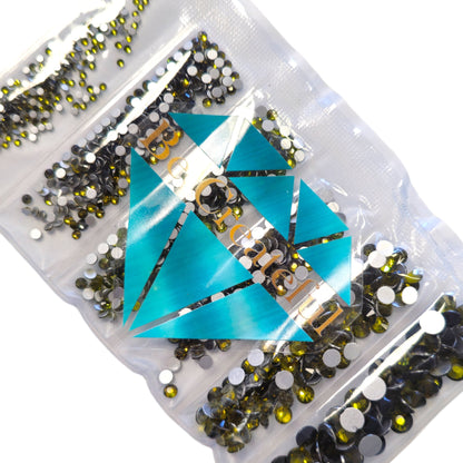 Multi-Size Olivine Flatback Rhinestones