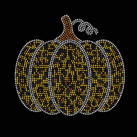 Pumpkin Leopard Print Rhinestone Design