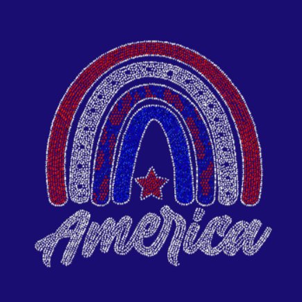 Red White and Blue America with Rainbow Rhinestone Transfer