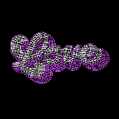 Retro Love Filled Rhinestone Transfer