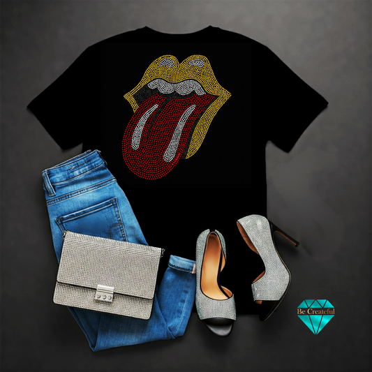 Rolling Stones Lips and Tongue Rhinestone Transfer