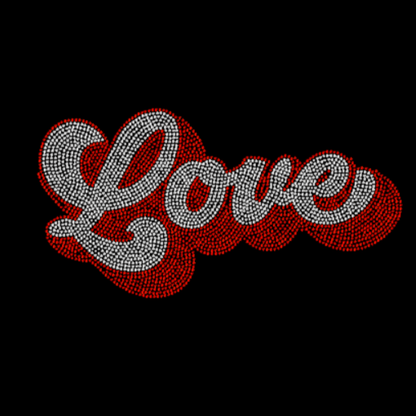 Retro Love Filled Rhinestone Transfer