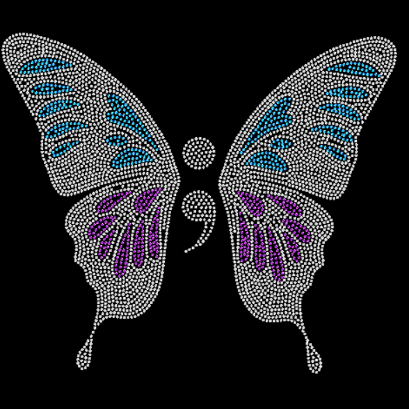 Butterfly with Semicolon Rhinestone Transfer
