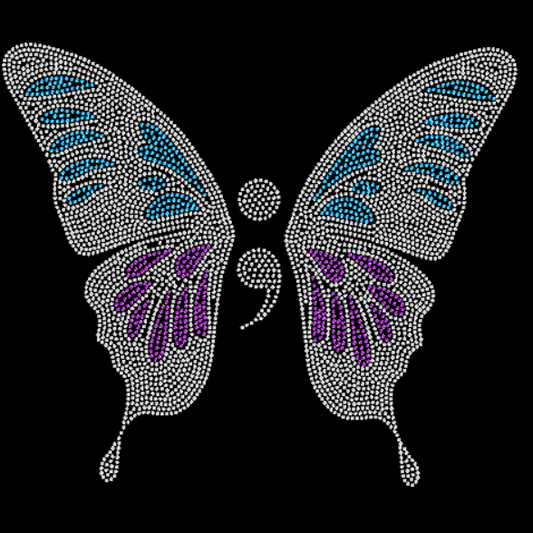 Butterfly with Semicolon Rhinestone Transfer