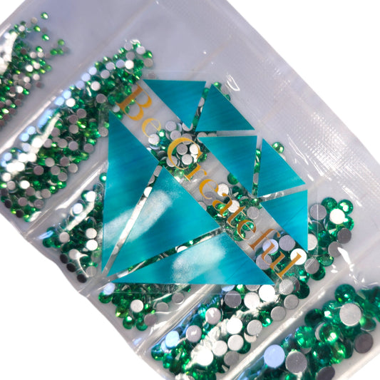 Multi-Size Spring Green Flatback Rhinestones