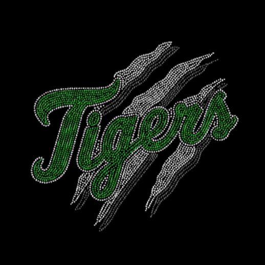 Tigers Claw Mascot Rhinestone transfer design in green