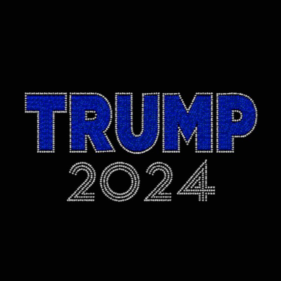 Trump 2024 Rhinestone Transfer in blue