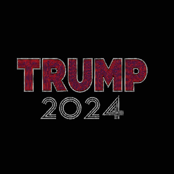 Trump 2024 Rhinestone Transfer in crystal and red