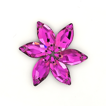 Vitrail Rose Diamond Leaf SHAPED Glass Sew On Rhinestones