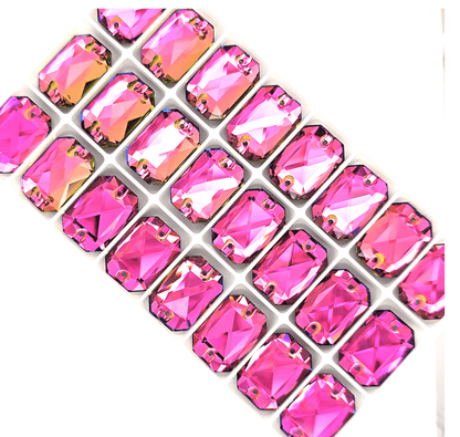 Vitrail Rose Emerald SHAPED Glass Sew On Rhinestones