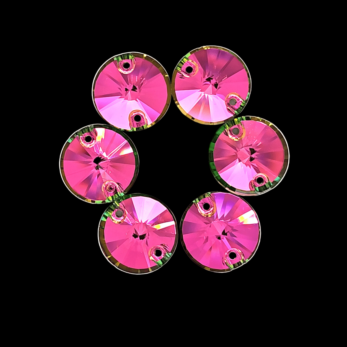 Vitrail Rose RIVOLI SHAPED Glass Sew On Rhinestones