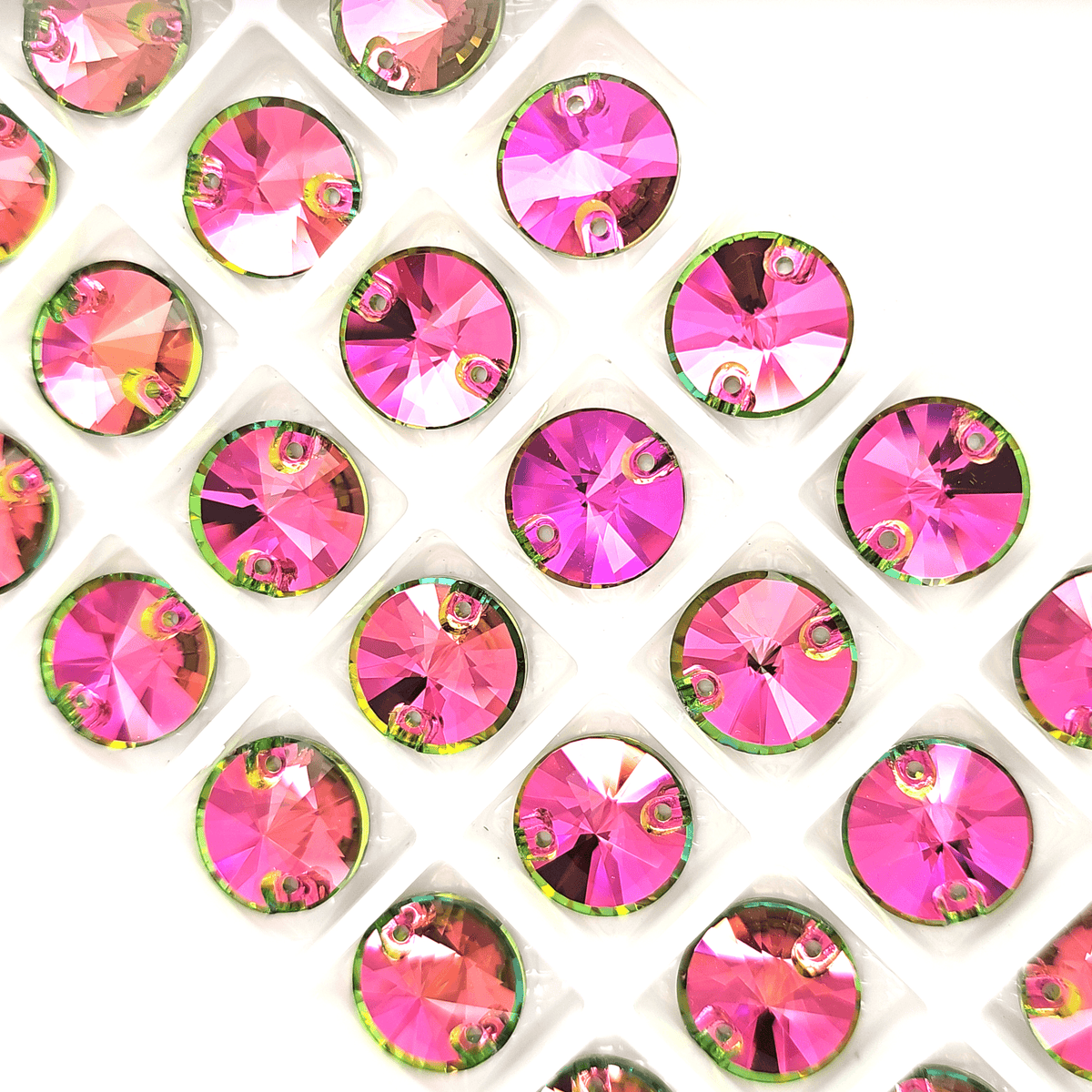Vitrail Rose RIVOLI SHAPED Glass Sew On Rhinestones