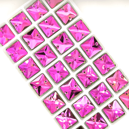 Vitrail Rose SQUARE SHAPED Sew On Rhinestones