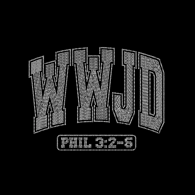 WWJD Phil 3:2-5 Rhinestone Transfer