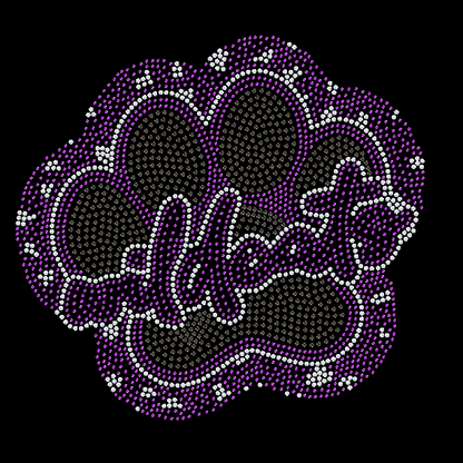 Purple Wildcat Paw in Cheetah Print Rhinestone Transfer