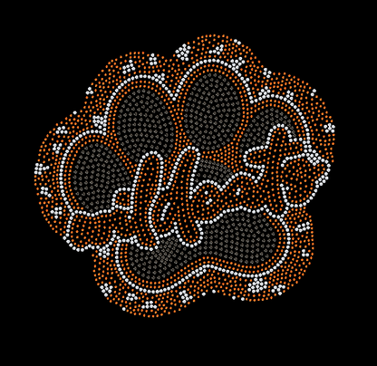 Wildcat Paw in Cheetah Print Rhinestone Transfer