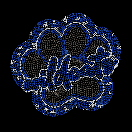 Blue Wildcat Paw in Cheetah Print Rhinestone Transfer