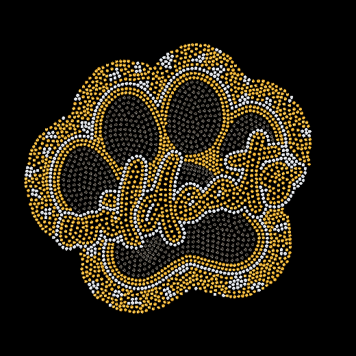 Gold Wildcat Paw in Cheetah Print Rhinestone Transfer