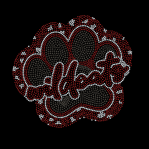 Red Wildcat Paw in Cheetah Print Rhinestone Transfer