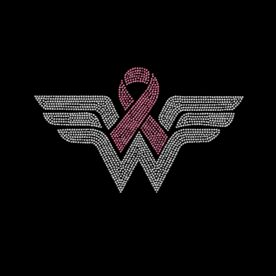 Cancer Awareness Wonder Woman Rhinestone Transfer