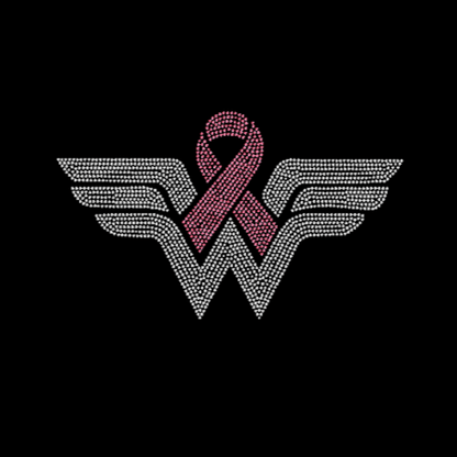 Cancer Awareness Wonder Woman Rhinestone Transfer
