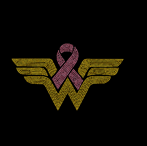 Cancer Awareness Wonder Woman Rhinestone Transfer