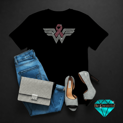 Cancer Awareness Wonder Woman Rhinestone Transfer