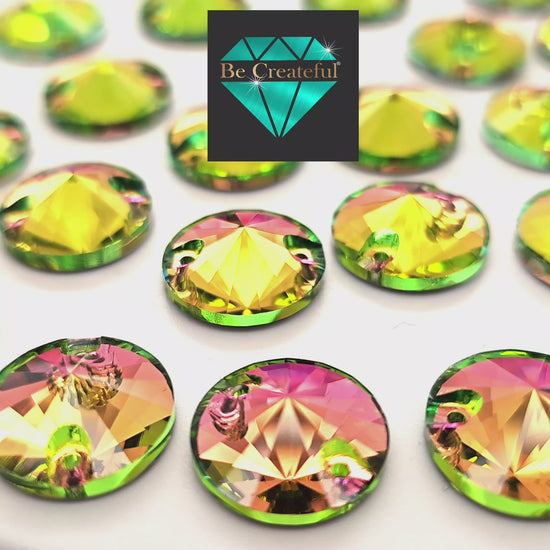 Vitrail Rose RIVOLI SHAPED Glass Sew On Rhinestones