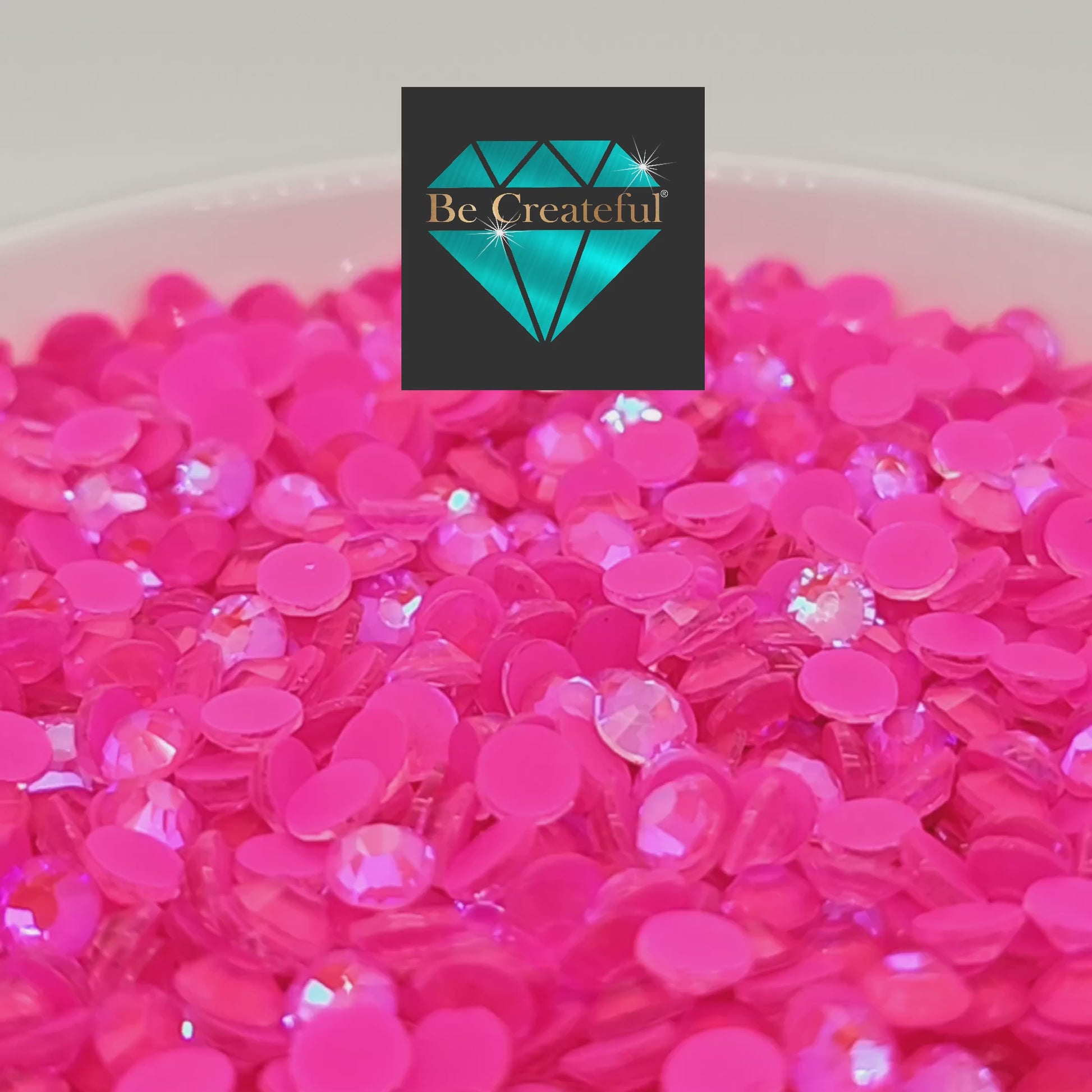 Multi-Size Neon Rose AB Flatback Rhinestones