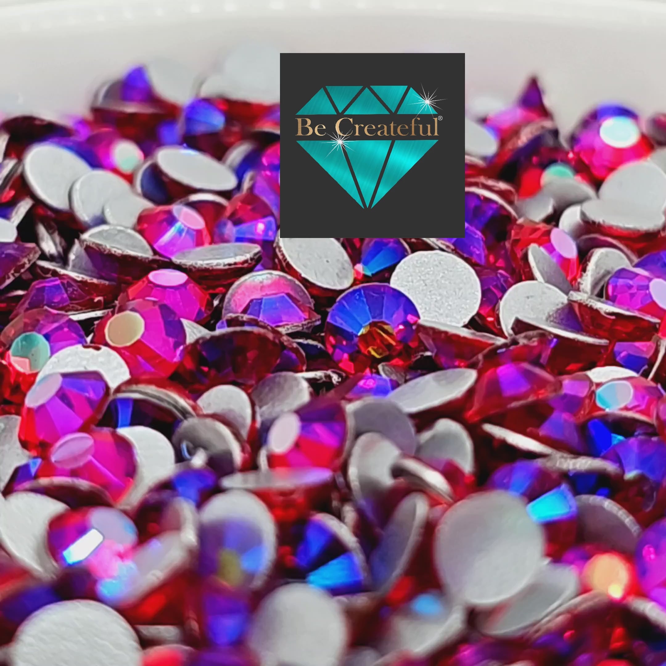 Be Createful - Flatback Foil Light Siam AB Glass Rhinestones