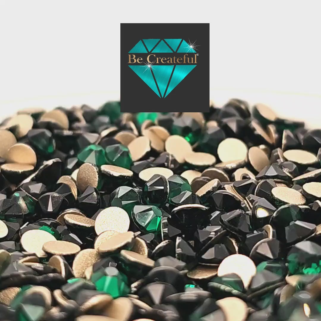 Flatback LUXE™ Emerald Green Foil Glass Rhinestones – Be Createful