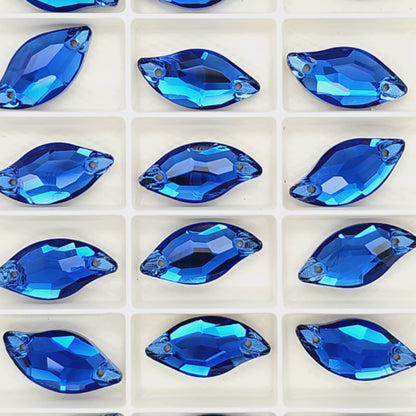 Cobalt Diamond Leaf SHAPED Sew On Rhinestones