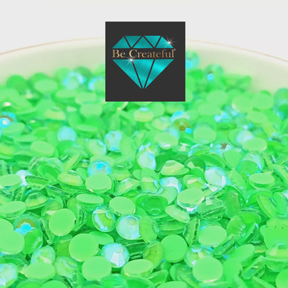 FLATBACK Neon Peridot AB Rhinestones