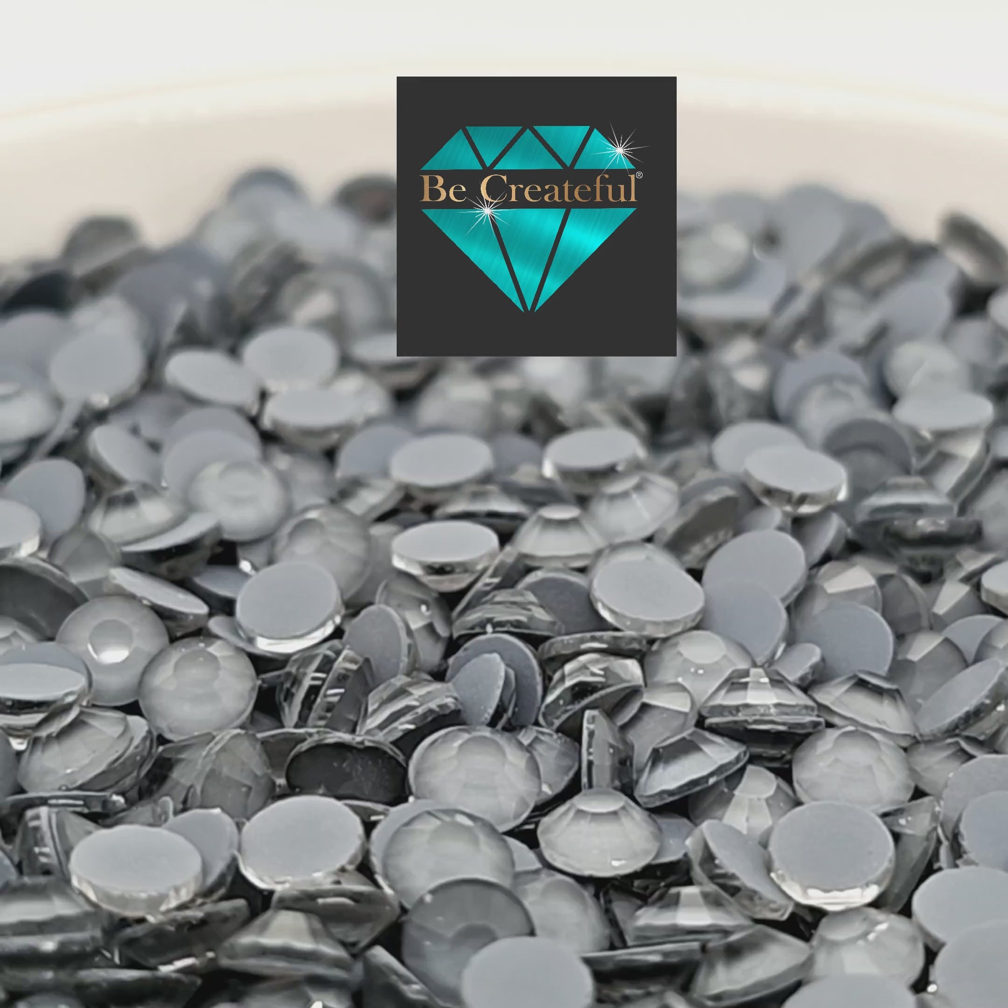 FLATBACK Frosted Black Diamond Glass Rhinestones