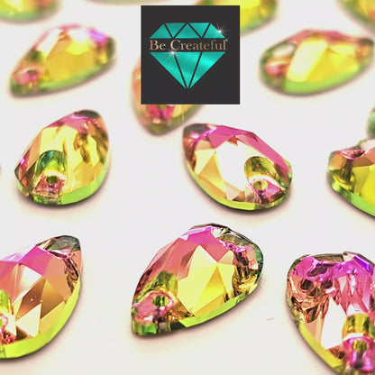 Vitrail Rose DROP SHAPED Sew On Rhinestones