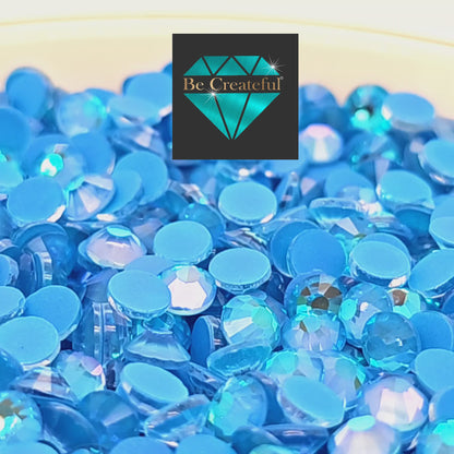 Multi-Size Neon Aqua AB Flatback Rhinestones