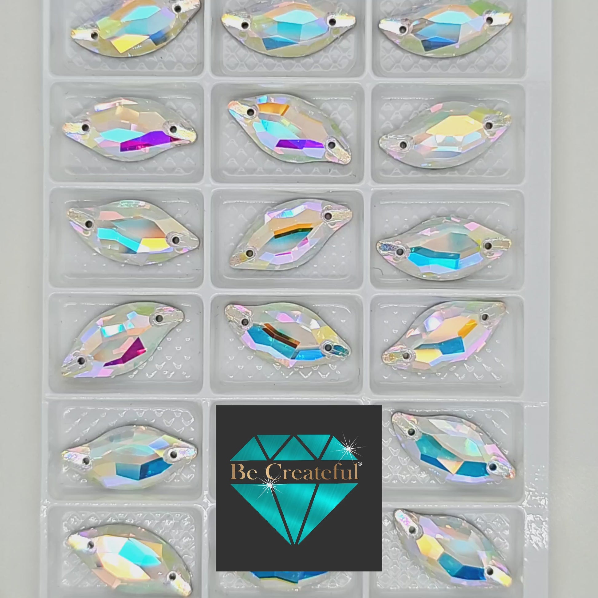 Crystal AB Diamond Leaf SHAPED Sew On Rhinestones